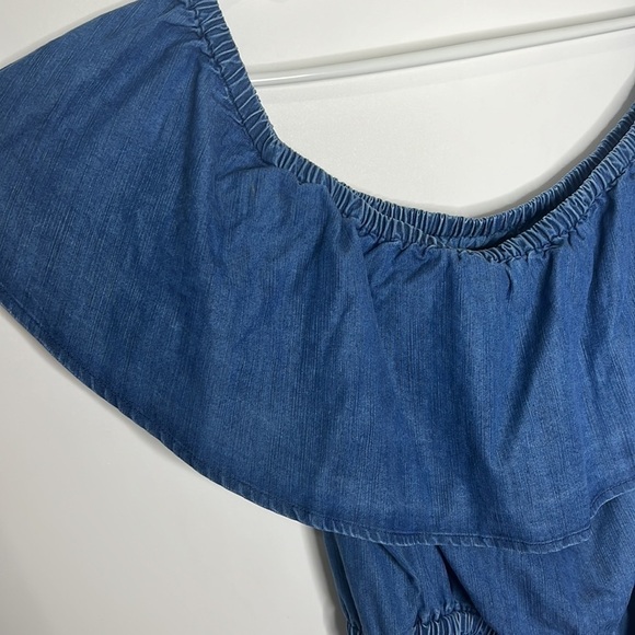 NWT Lane Bryant Convertible Off-The-Shoulder Chambray Fit & Flare Dress - Picture 5 of 10